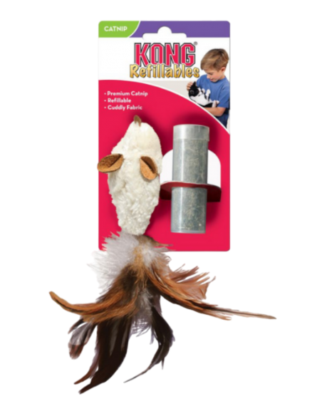KONG CATNIP REFILLABLE TOPO CON PIUME