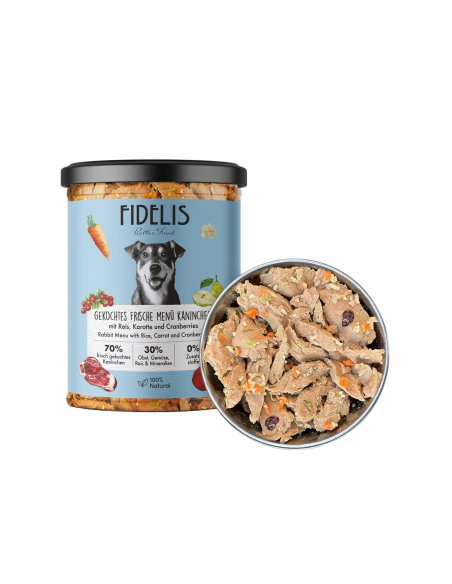Fidelis Coniglio fresco cotto con riso, carote e mirtilli rossi  400gr