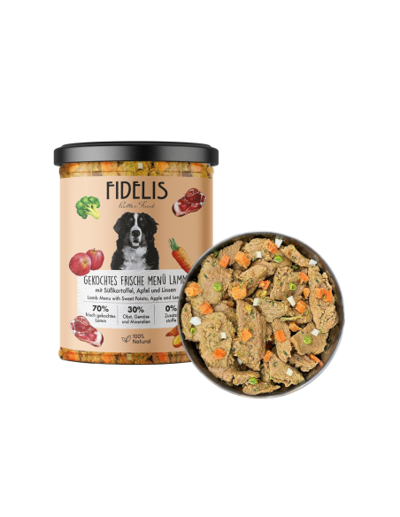 Fidelis Agnello fresco cotto con patate dolci, mele e lenticchie 400gr