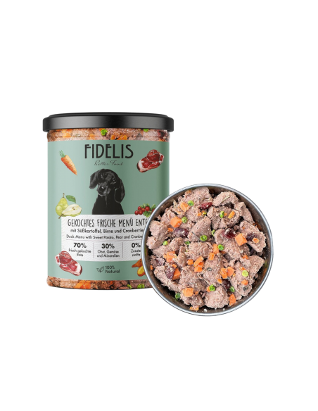 Fidelis Anatra fresca cotta con patate dolci, pere e mirtilli rossi 400gr