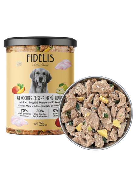 Fidelis Pollo fresco cotto con riso, zucchine e mango 400gr