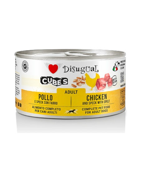 Disugual Toydog Cubes Pollo, speck e farro 85 gr