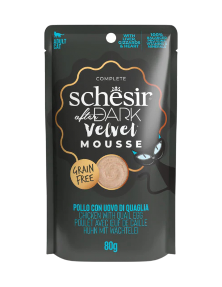 Schesir busta After Dark Pollo con Uovo di Quaglia mousse grain Free 80 gr.
