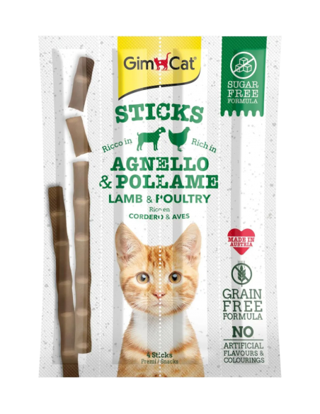 GimCat Gatto Sticks Agnello e Pollame 4x20 gr.