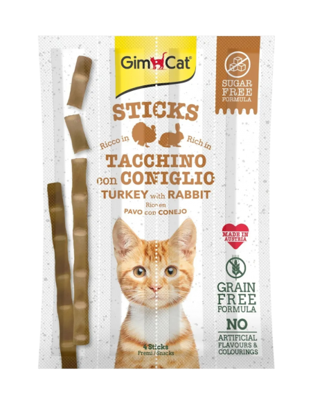 GimCat Gatto Sticks Tacchini e Coniglio 4x20 gr.