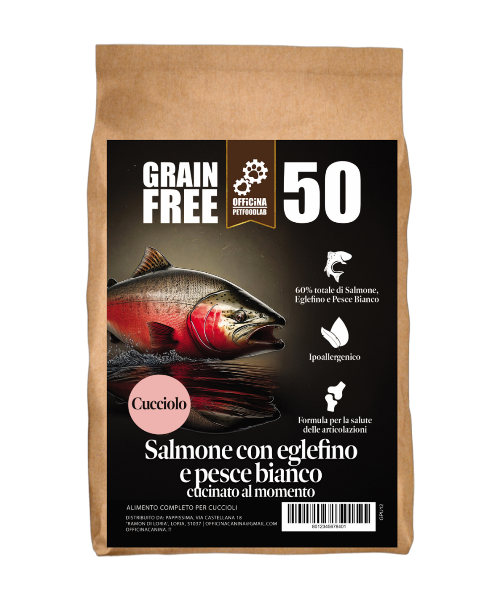 Crocchette puppy grain free monoproteiche e ipoallergeniche al pesce per cucciolo taglia media/ grande.