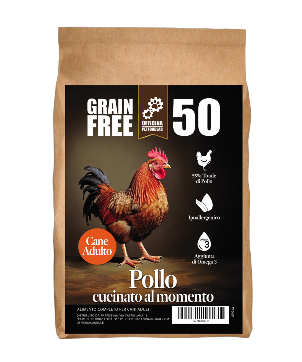 Crocchette grain free monoproteiche al pollo e patate dolci per cane di taglia piccola.