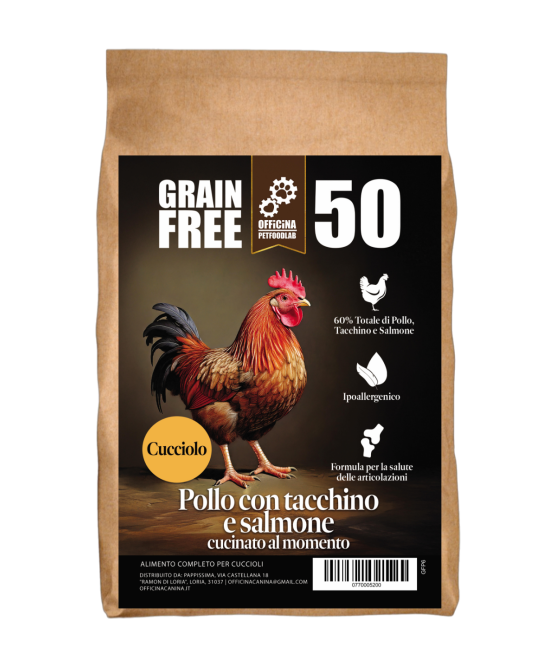 Crocchette grain free puppy con Pollo, tacchino e salmone.