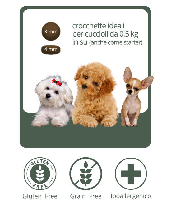Crocchette grain free puppy/ cucciolo di taglia piccola al tacchino e anatra.