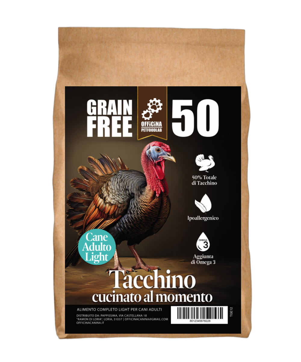 Crocchette grain free light al tacchino per cani anziani