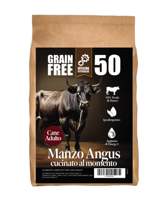 Crocchette grain free al manzo, monoproteiche, per cani di taglia media.