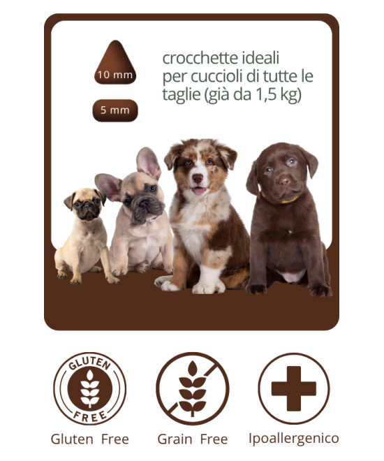 crocchette manzo  angus monoproeiche grain free puppy cuccioli naturalmente ipoallergeniche