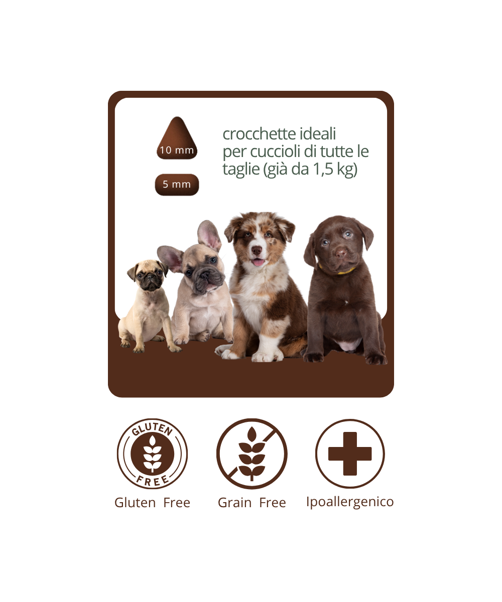 crocchette manzo  angus monoproeiche grain free puppy cuccioli naturalmente ipoallergeniche