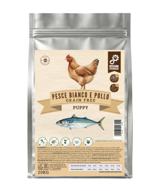 Crocchette Pollo e Pesce Bianco per cani Cuccioli