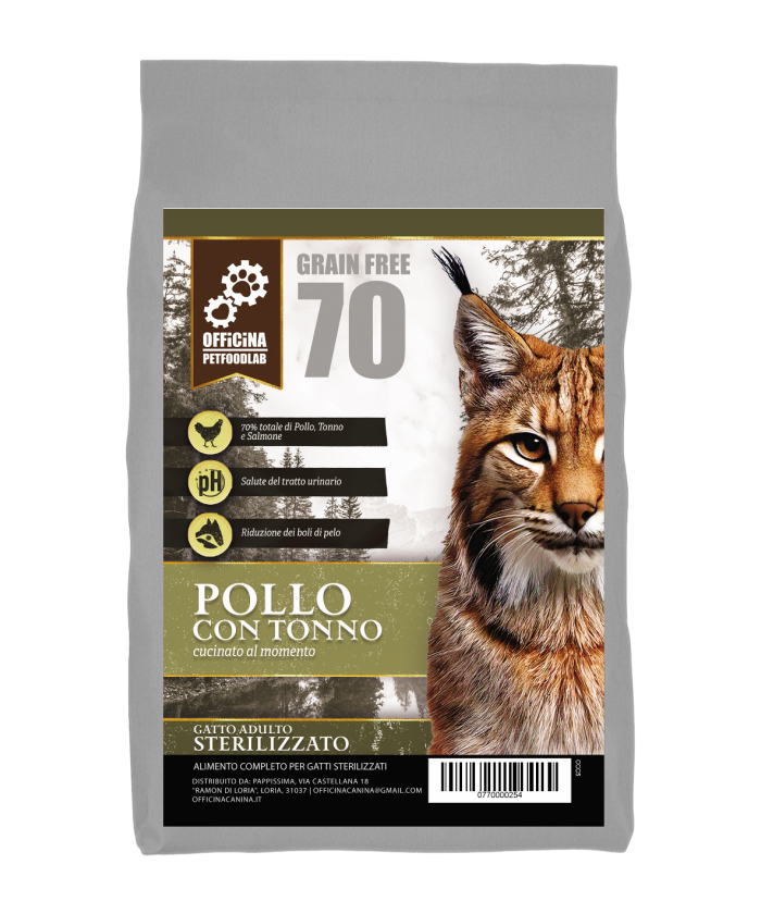 Crocchette per gatto sterilizzato al pollo, tonno e salmone