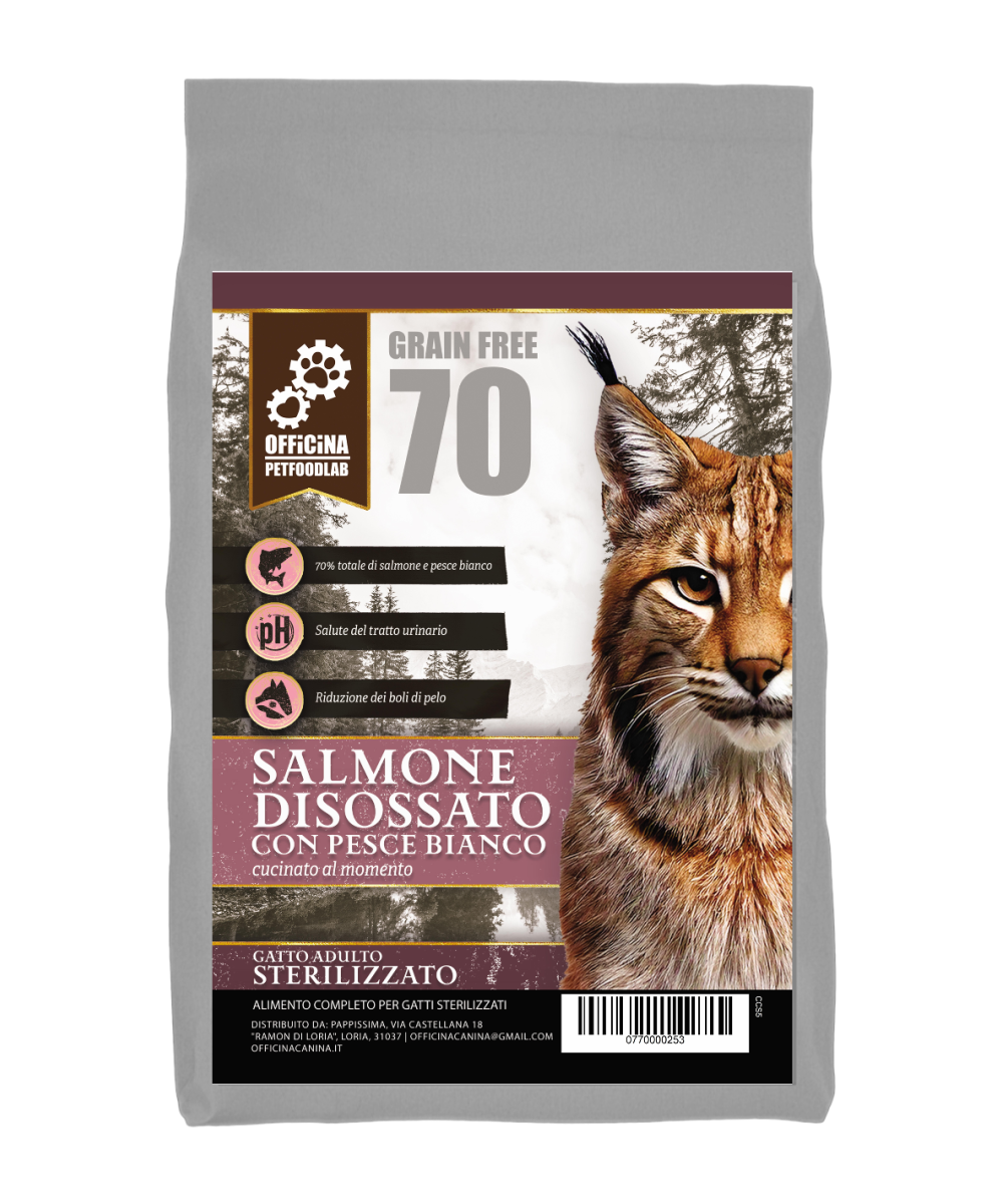 Crocchette per gatto sterilizzato al salmone e pesce bianco
