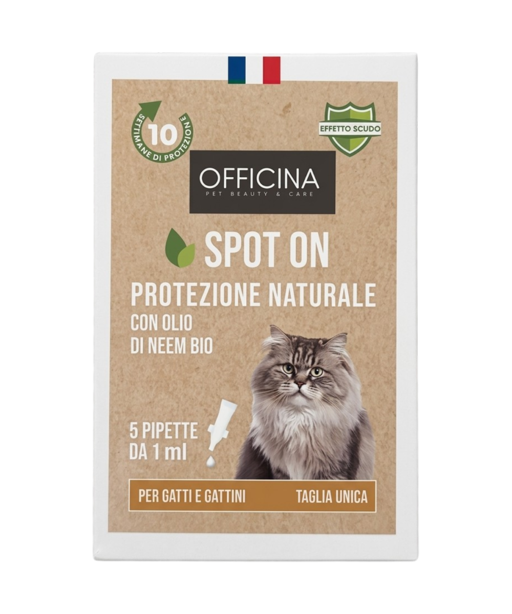 Antiparassitario per Gatti – Spot On Naturale con Olio di Neem – 5 Pipette Antiparassitario Gatti da 1ml – Antipulci Gatto contr