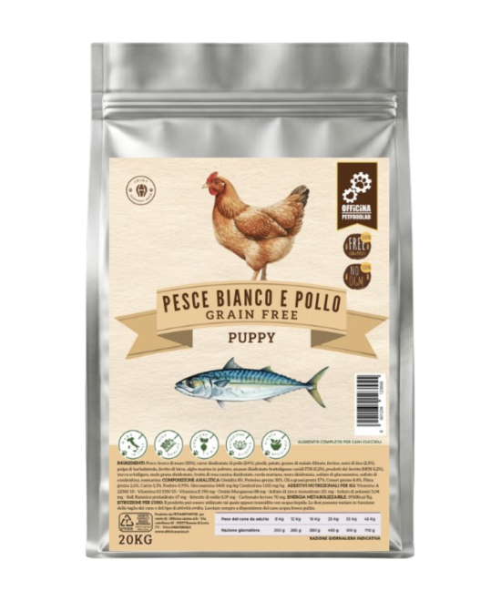 Crocchette Pollo e Pesce Bianco per cani Cuccioli
