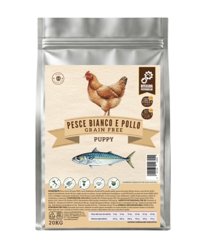 Crocchette Pollo e Pesce Bianco per cani Cuccioli